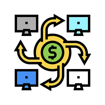 P2p金融系统颜色图标矢量插图