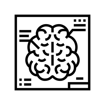脑放射学研究线图标矢量插图