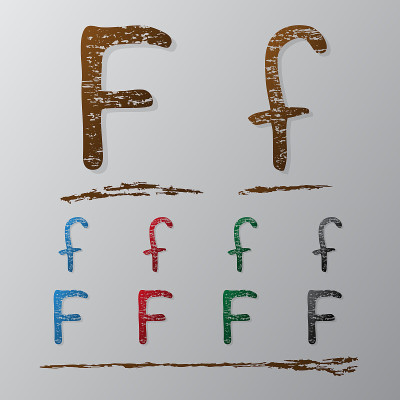 彩色的垃圾纹理字母图标字母f