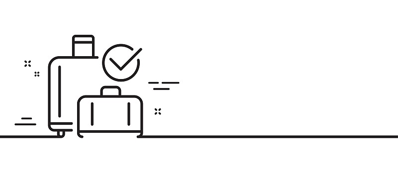机场行李领取线图标。飞机行李的迹象。最小的线条图案横幅。向量