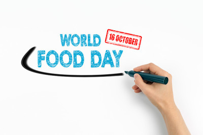 10月16日世界粮食日。白色背景上的文字