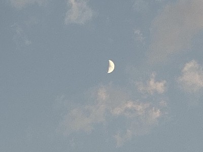 蓝色天空中美丽的半月形