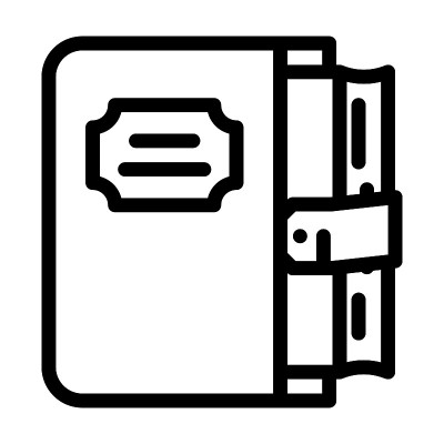 日记与封面线图标矢量插图