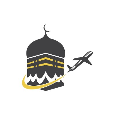 朝觐和umrah机构与平面矢量图标插图设计
