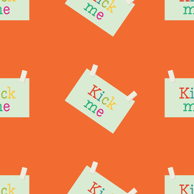 Cute pattern made of vector kick me note. Colorful