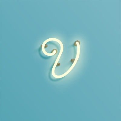 现实霓虹灯字符从字体，矢量插图