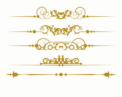 Golden decorative elements in retro style for your