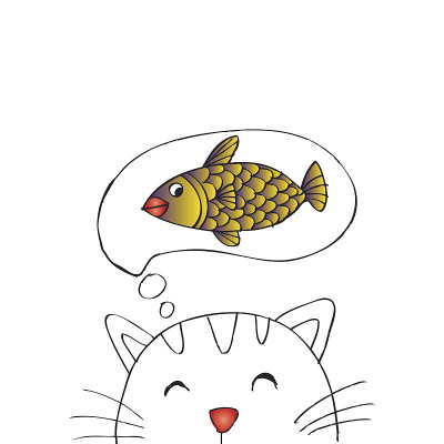 可爱的猫在想鱼