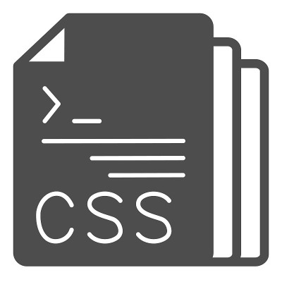 Css代码文档文件固体图标，编程概念，Css文档矢量符号在白色背景上，字形风格图标的移动概念和网页设
