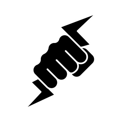 Hand holding lightning bolt icon