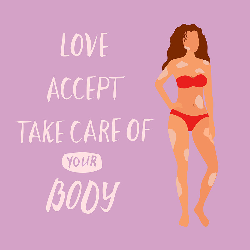 Love, accept, take care of your body card, poster.