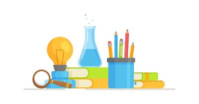 矢量说明仪器的化学，物理和其他科学。在学校化学和物理课上的实际工作。