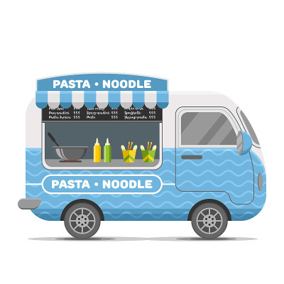 意大利面和面条的街头美食拖车
