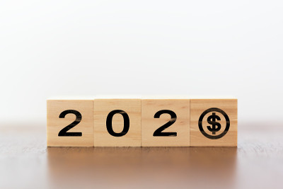 2020年用美元符号。经济增长战略概念