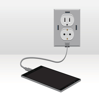 黑色智能手机充电usb