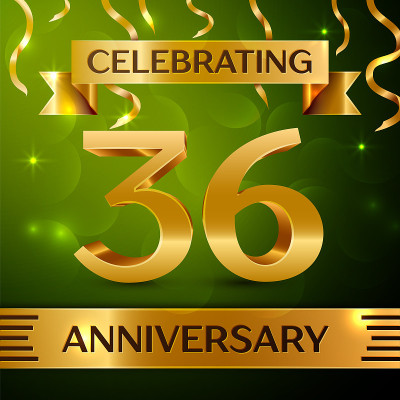 Realistic Thirty six 36 Years Anniversary Celebrat