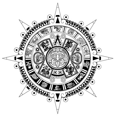 阿兹特克可可无缝图案设计。线的艺术风格。矢量插图。