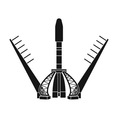 发射宇宙飞船。空间技术单图标黑色风格矢量符号股票插图web。