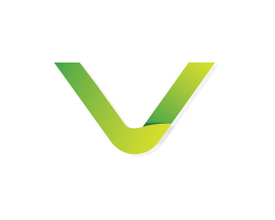 现代绿色钢带V字母字母符号