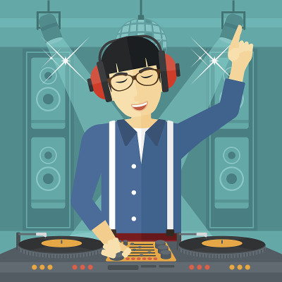 带控制台的微笑DJ