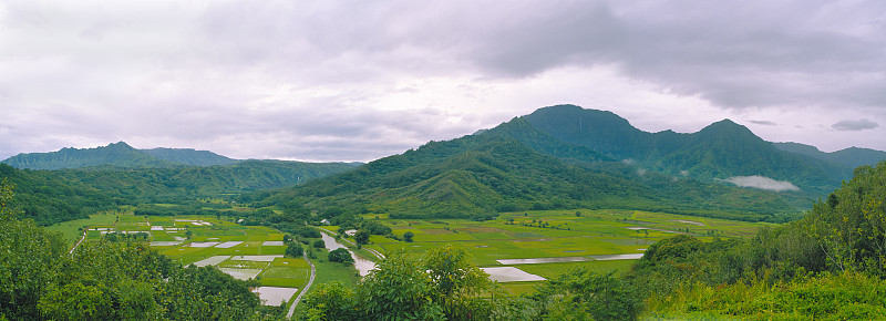 山谷和山脉，哈纳雷，考艾岛，夏威夷