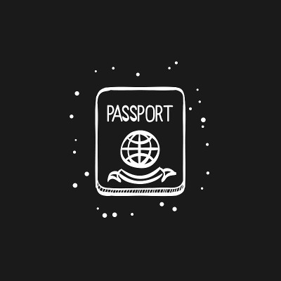 草图图标在黑色-护照