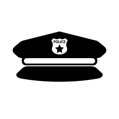 警察帽子图标上的白色背景