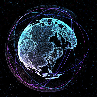 摘要以全球通信轨道和高度详细的地球为背景的技术。3 d演示。