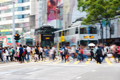 香港商业区的行人