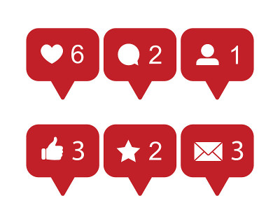 Social Media Notification Icons, Vector Design