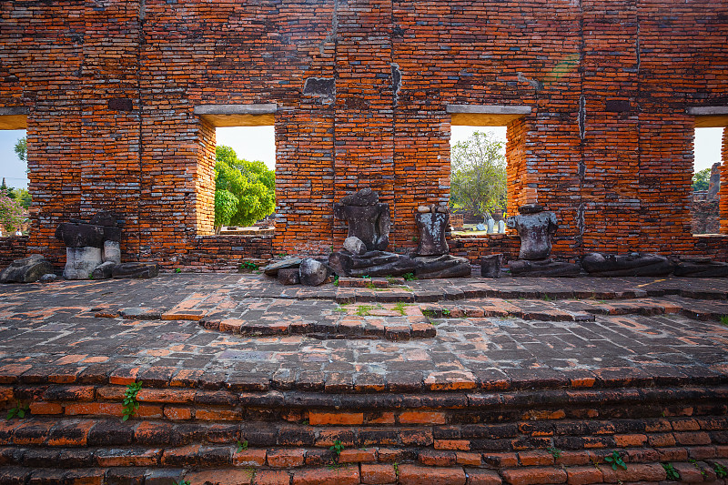 泰国大城府历史公园内的佛寺寺，是联合国教科文组织世界遗产