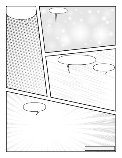 漫画风格的页面布局。故事板布局模板