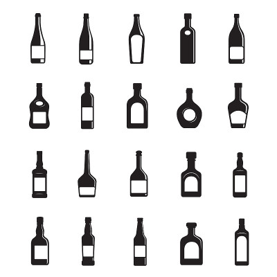 Glass bottle icon set