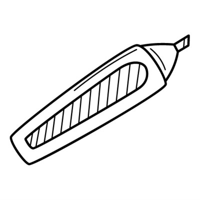记号笔，毡尖笔，荧光笔。学校，艺术用品，办公用品。涂鸦。手绘的黑白矢量插图。设计元素被隔离在白色背景