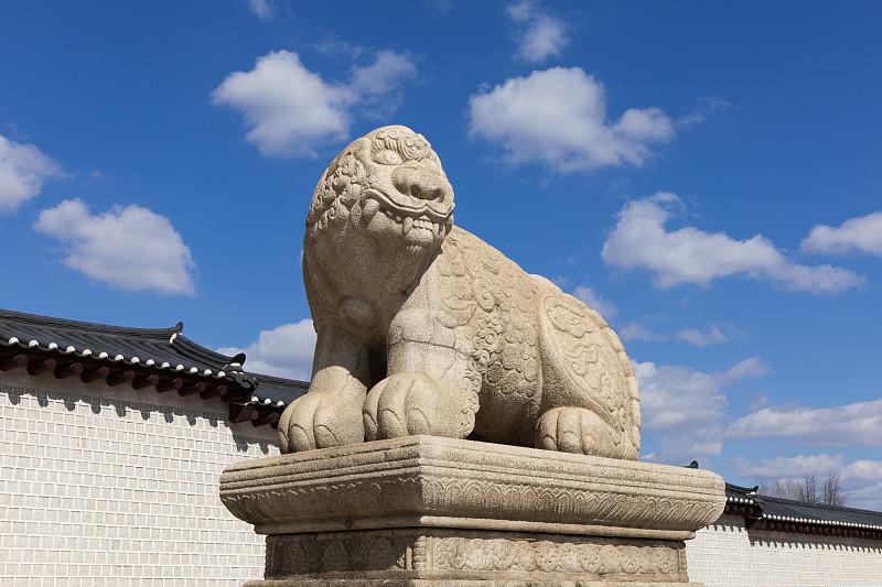 Haetae石像，保护韩国庆福宫的传奇动物