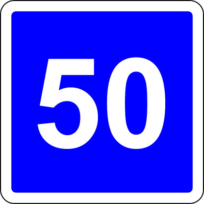 建议车速为每小时50公里的路标