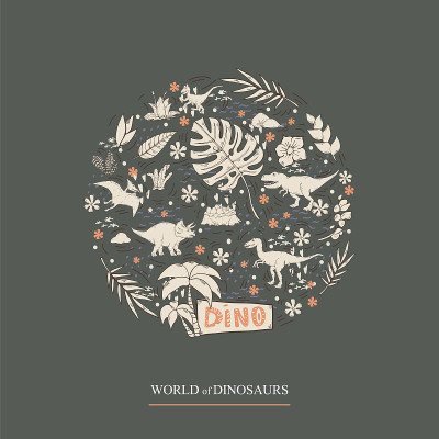 Vector dinosaur in a circle set isolated