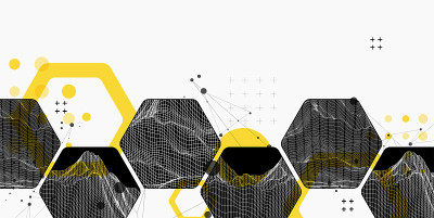 现代科学或技术使用六角形抽象背景。线框斑点表面插图。向量。