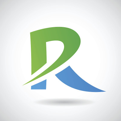 形状和图标的字母R，矢量插图