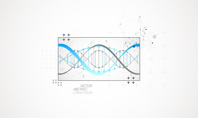 艺术科学模板，壁纸或带有DNA分子的横幅。