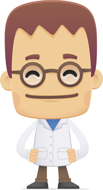 科学家。在各种姿势