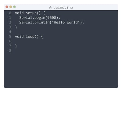 Arduino语言Hello World程序示例在编辑器窗口插图