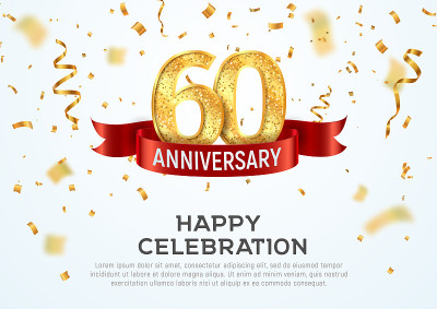 60 years anniversary vector banner template. Sixty