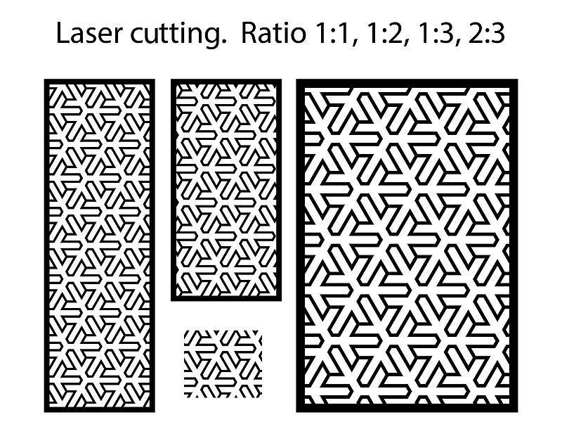 等离子切割模式。数控几何模板组的金属面板和屏幕。几何激光切割矢量图案。