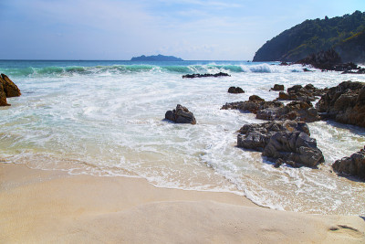 缅甸考克伯恩岛美丽的海滩和热带海洋。