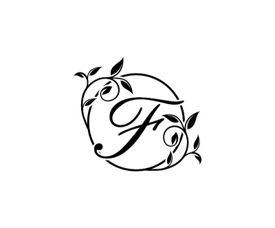 花圆F字标志设计。