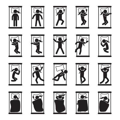 Sleeping positions icon set female. Vector.