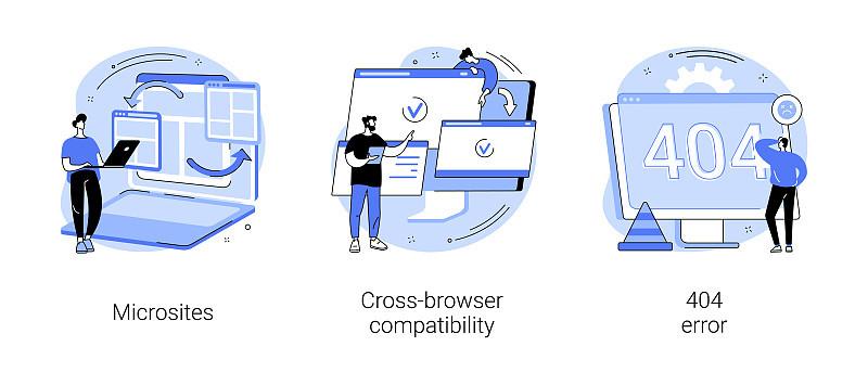 Web开发抽象概念矢量插图。