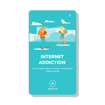 Internet Addiction And Humanity Degradation Vector