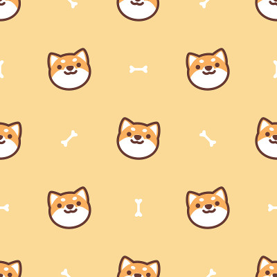 可爱的柴犬脸无缝图案，矢量插图